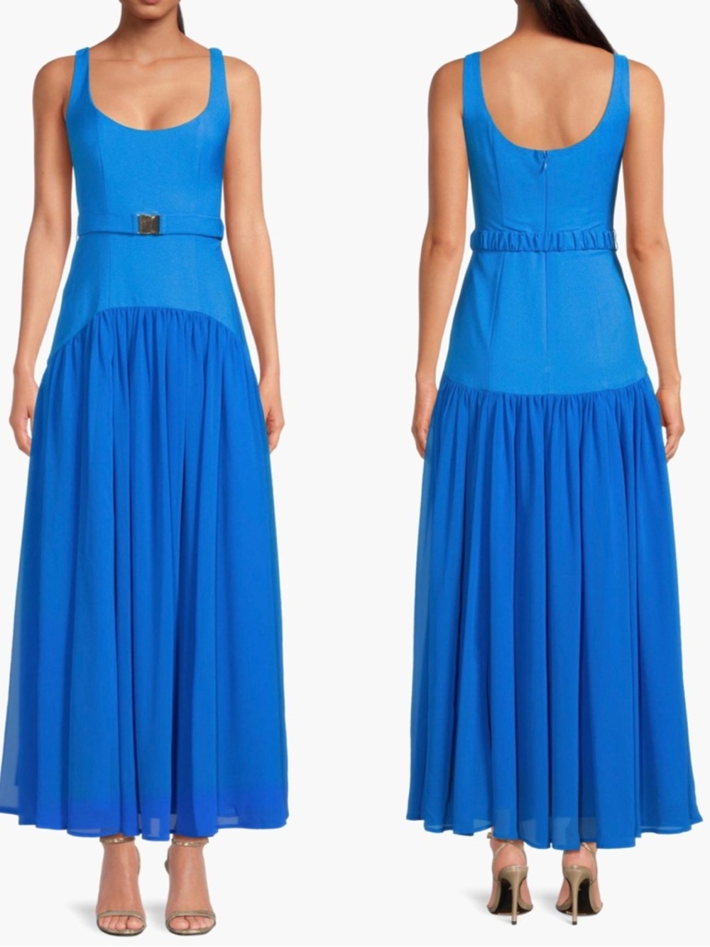Hutch Ridge Women’s Drop-Waist Scoop Neck Blue Cocktail Maxi Dress Size 2 NEW - Picture 4 of 12